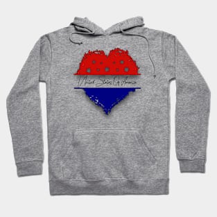 United States of America Heart Red White Blue Hoodie